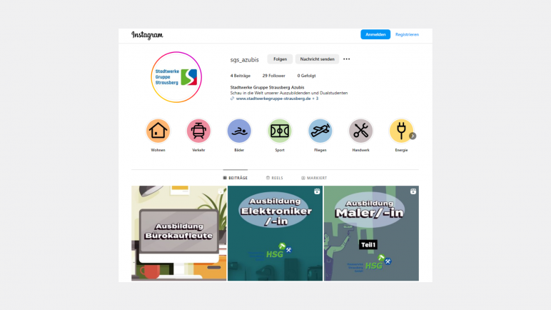 Screenshot vom Instagram Account