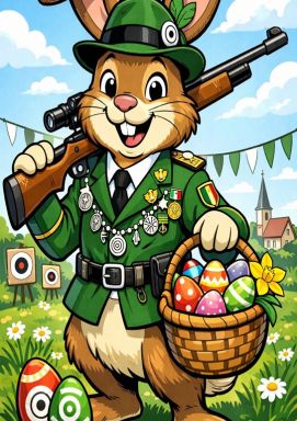Hase in Schützenuniform