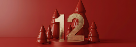 Rotes Bild mit Zahl 12